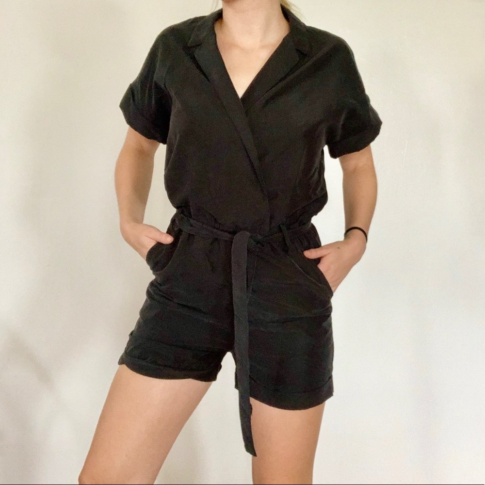 Black Romper with Tie